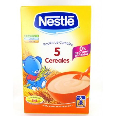 Nestlé papilla 5 cereales sin leche 600g, cereales bebe 