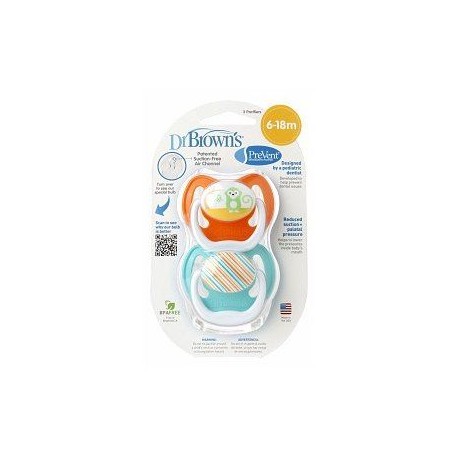 CHUPETE PREVENT DR BROWNS T3 + 18 MESES DIBUJOS PACK 2 U